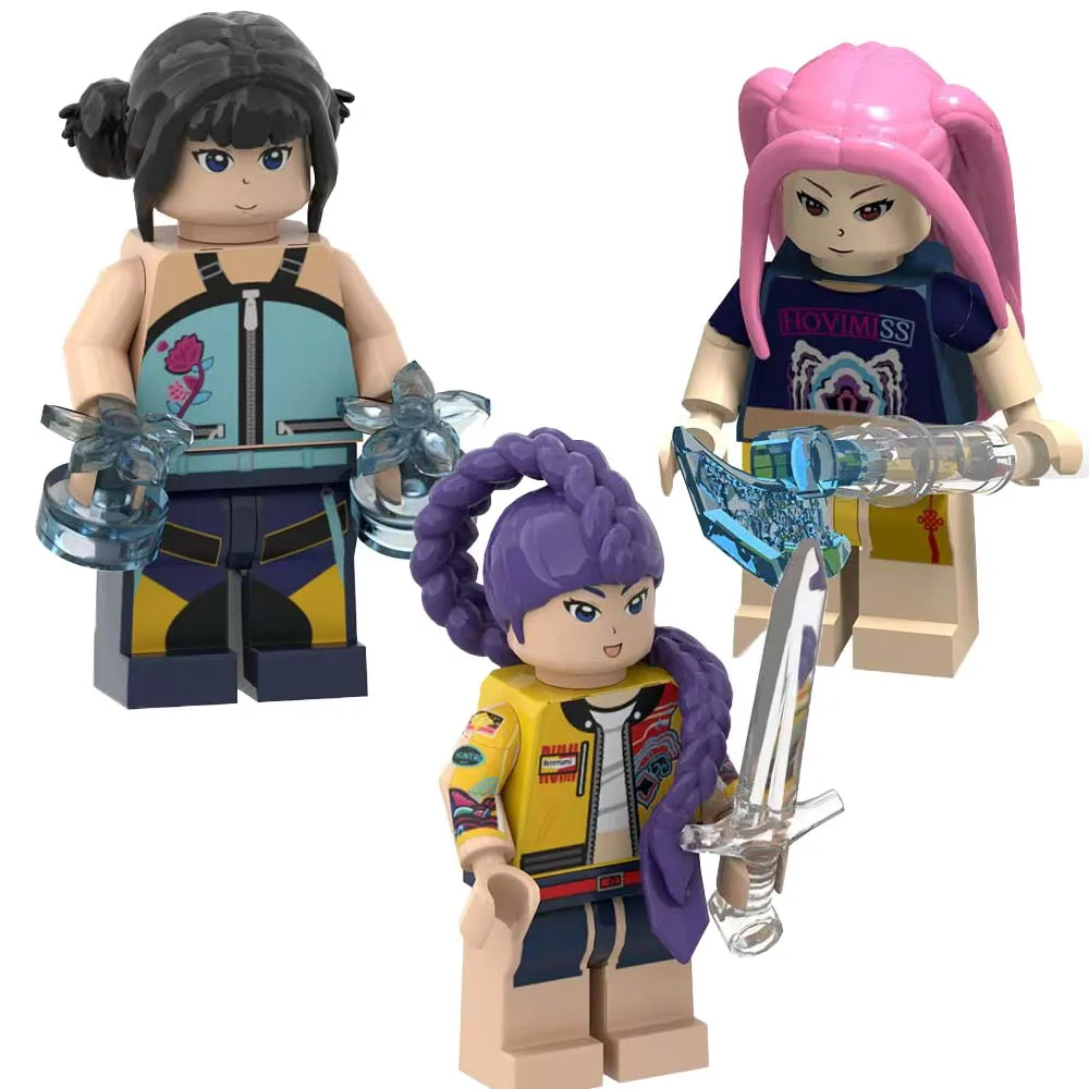 8 pièces/3 pièces KPOP chasseurs de démons poupées de dessin animé blocs de construction Kawaii figurine à assembler jouet jouets éducatifs pour enfants cadeaux