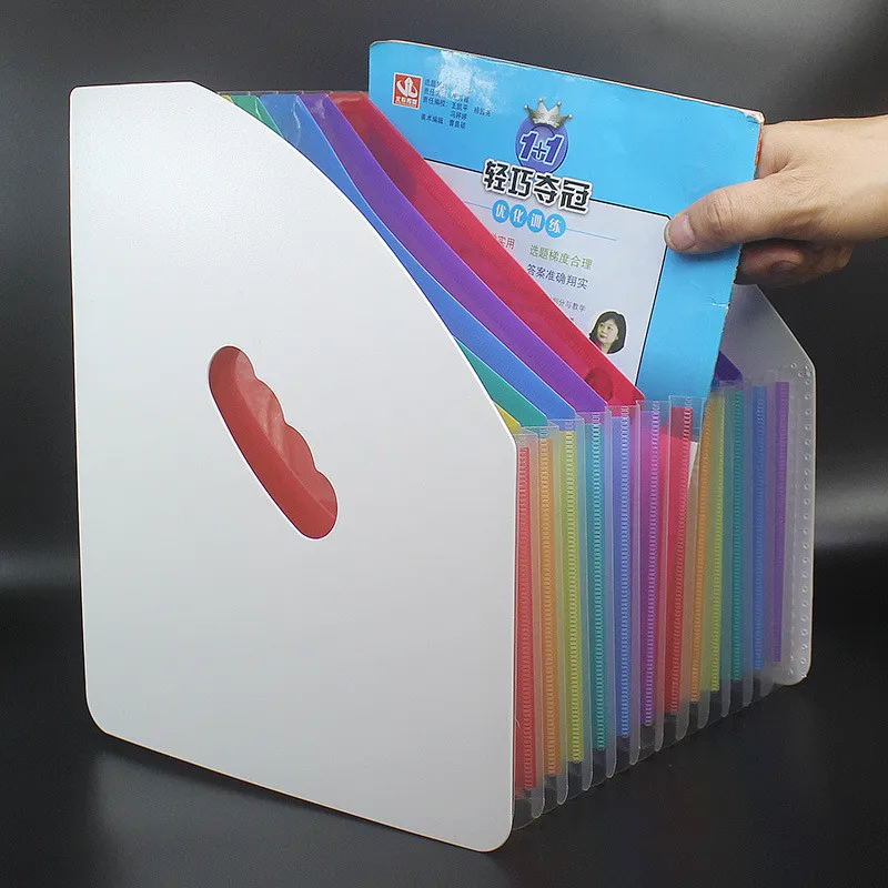 A4 File Folder Desktop Erectable Expanding A4 Document Organizer 13 Pockets Multilayer Rainbow Solid For A4 Paper Notebook