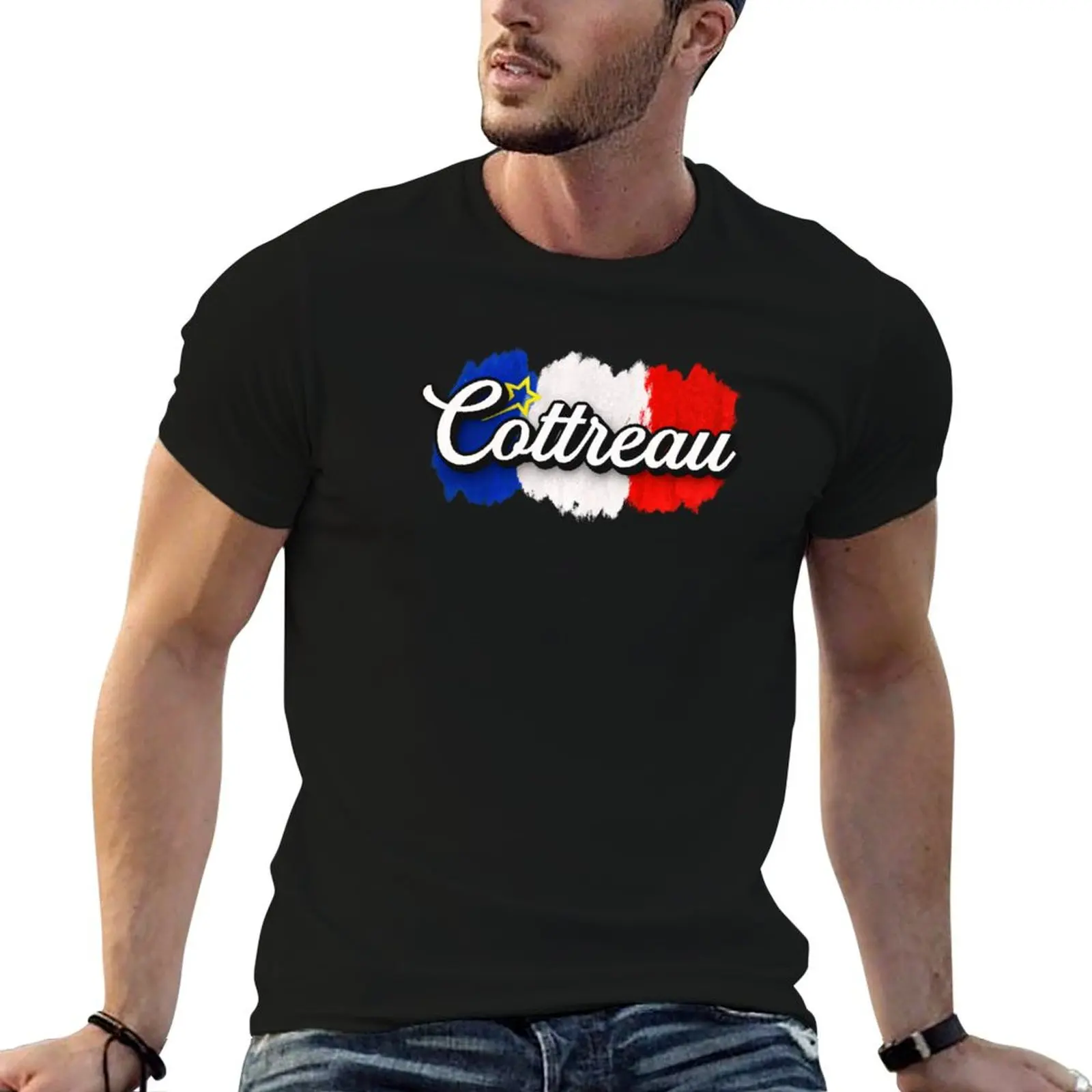 

Cottreau Acadian Flag T-Shirt oversized graphic tee quick-drying mens plain t shirts