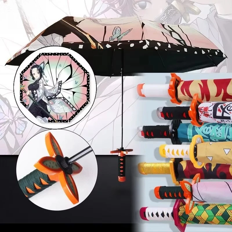 Paraguas Katana Plegable Japones UV Bloqueo Sombrilla Espada Samurai Anime Estilo Exteriores
