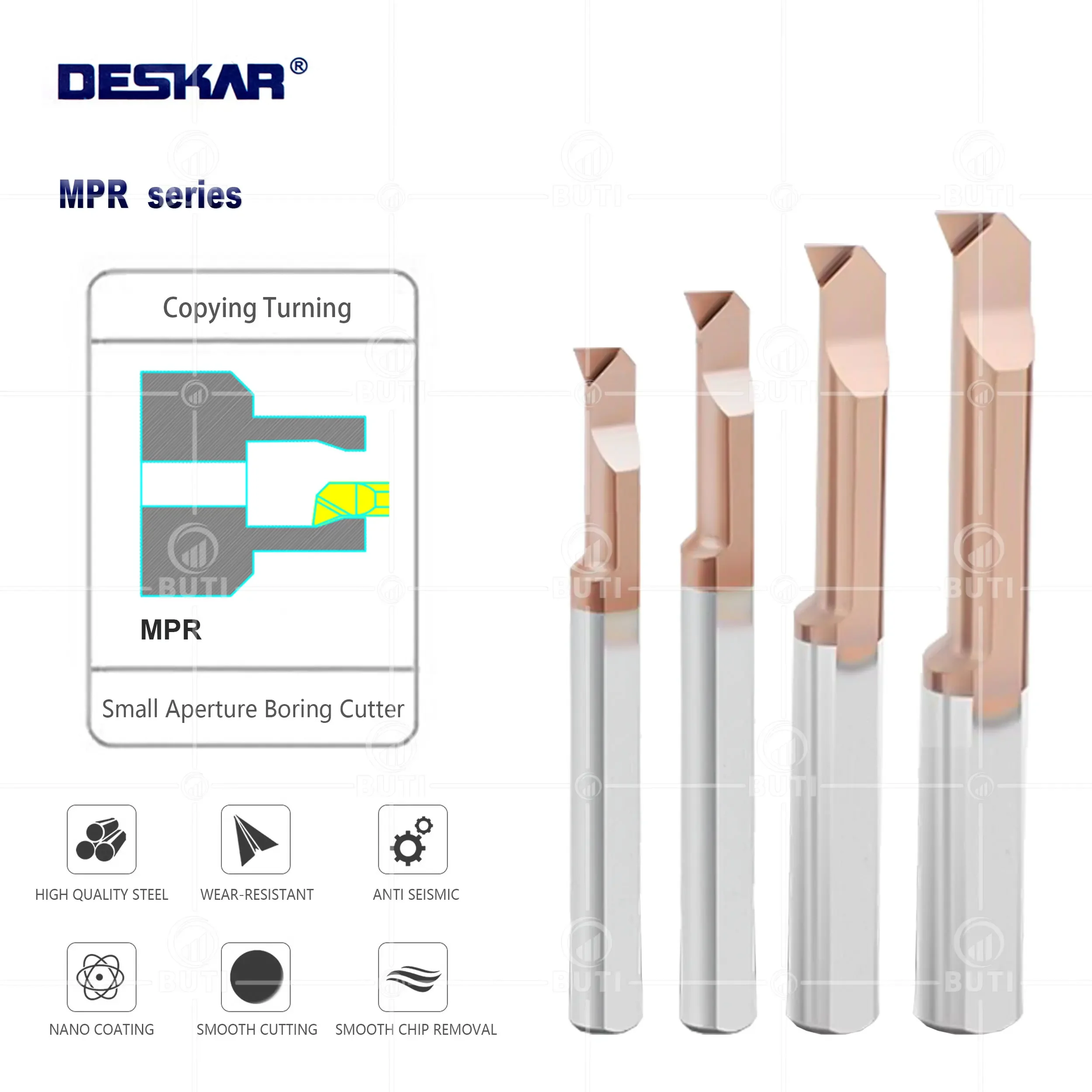 DESKAR 100% Original MPR Small Aperture Boring Tool MPR2 MPR4 MPR6 MPR8 MPR10 R0.1 R0.2 L15 L22 Tungsten Steel Inner Groove Tool