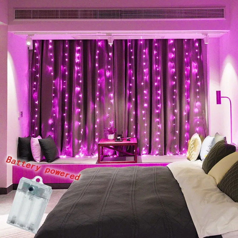 

Valentine's Day Fairy Lights - Battery Operated Curtain LED String Lights for Indoor Home Holiday Decoration