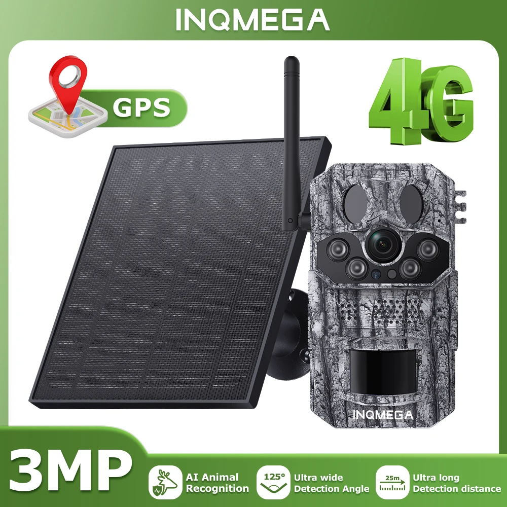 

INQMEGA 4G GPS Trail Camera Live Broadcast Wildlife Hunting Surveillance Cellular Wireless Cameras in Forest / Farm