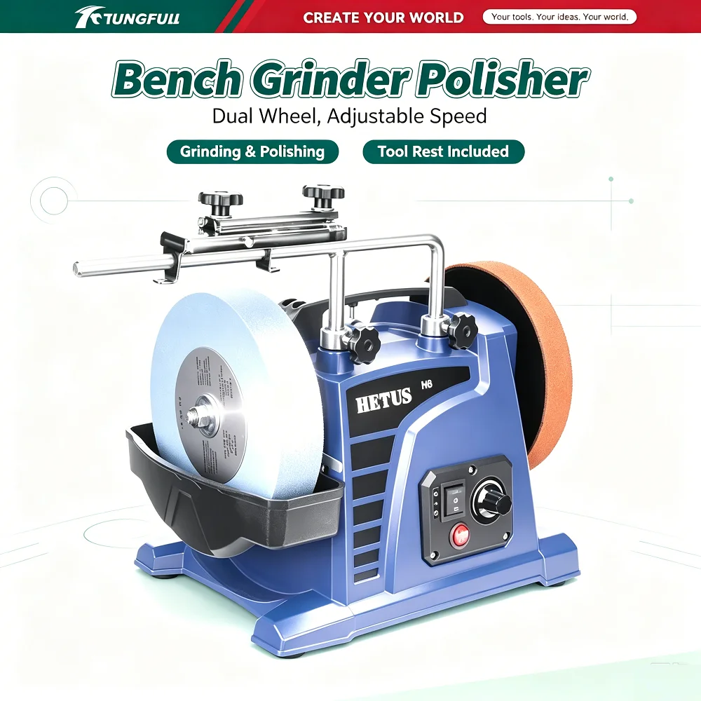 TUNGFULL Water Cooled Wet Knife Sharpening Machine 600 Mesh Corundum Wheel Sharpener Kit for Chisel Kitchen Wood Blades