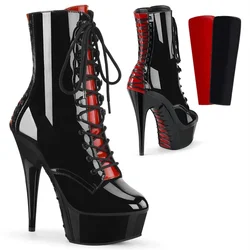 Moda di lusso Sexy cavaliere femminile 8 pollici stivaletti con plateau tacco alto per le donne scarpe autunno inverno stivali da Pole dance neri