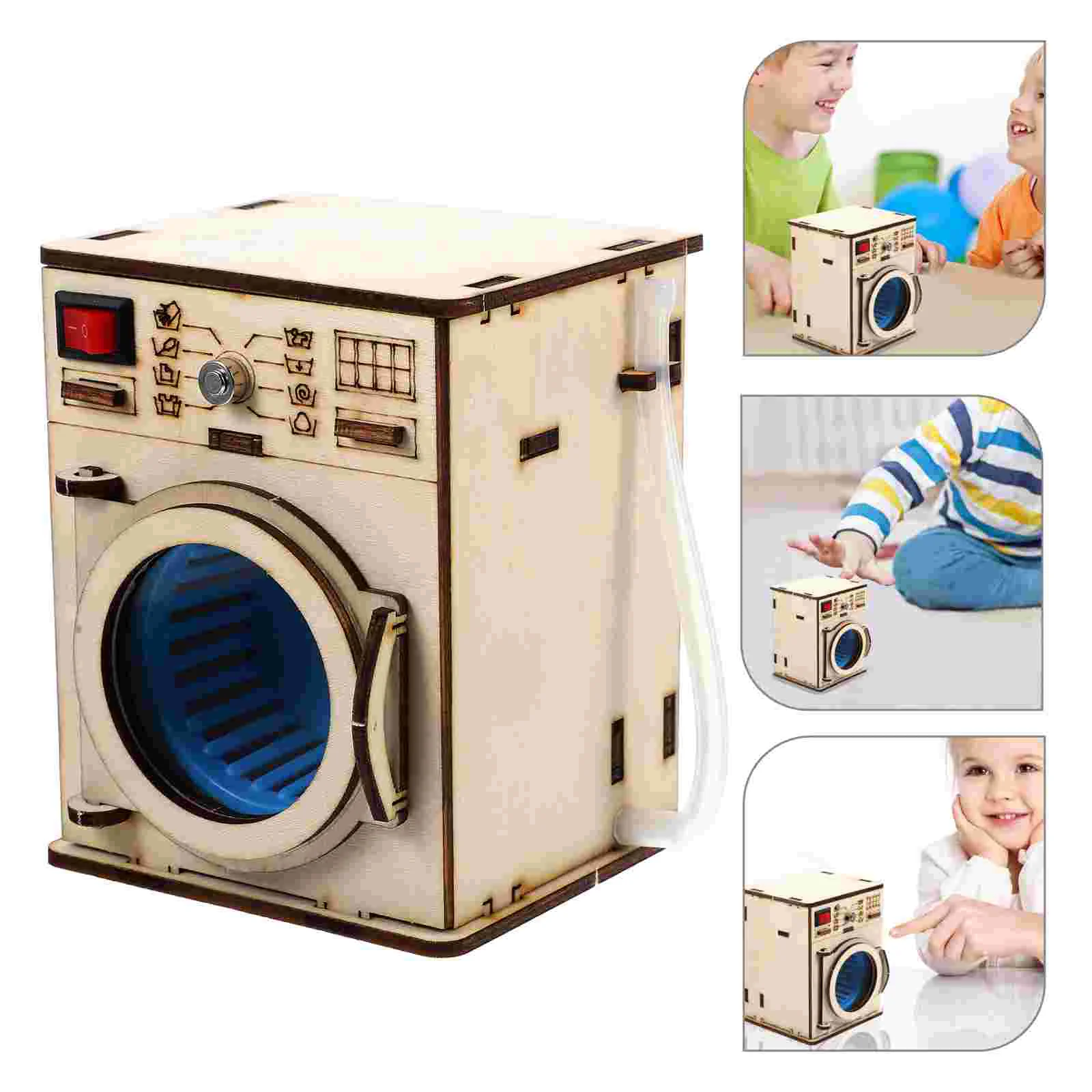 DIY Technology Materials Children’s Toys Washer Machine Educational Experiments Kit Graffiti Train Wooden Science Washing Kids