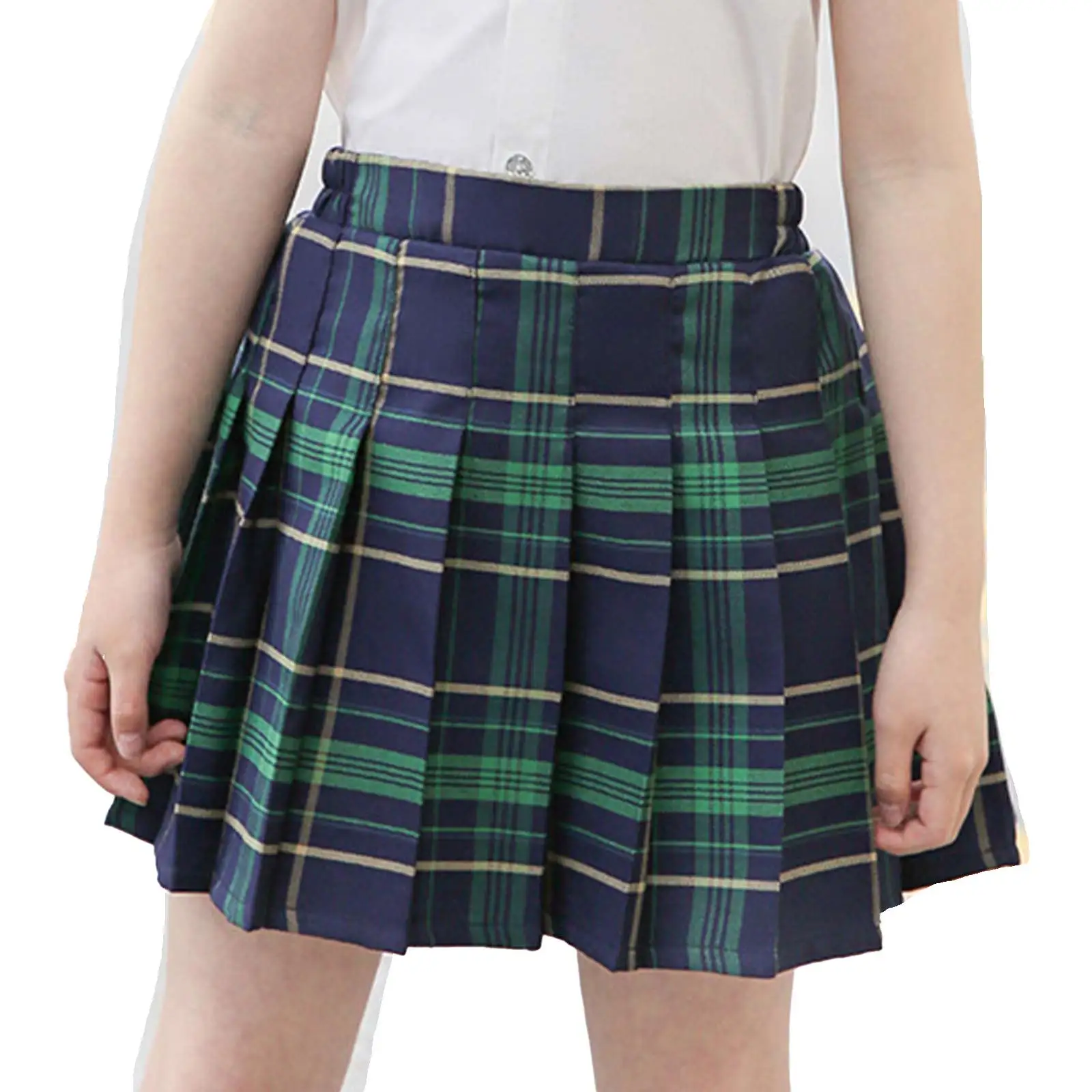 Jupe-short plissée à taille élastique pour filles, uniforme scolaire japonais à carreaux rayés, jupe Kawaii pour enfants, vêtements quotidiens