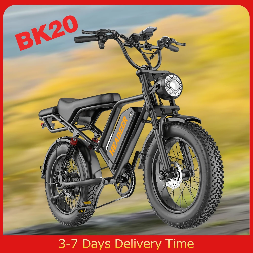 HEADEER BK20 Vélo Électrique Pneus Large 20 Pouces 750W Moteur Batterie 48V 20Ah Freins à Double Disque Écran LCD Vitesse Max 50km/h