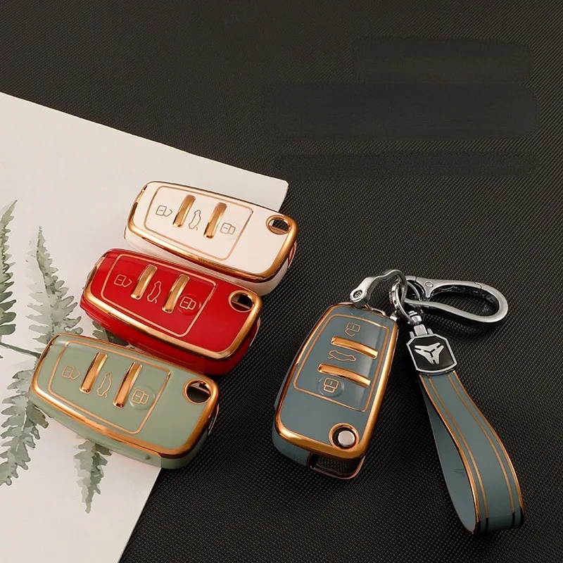 TPU Car Folding Key Case Bag Cover Shell Keychain For Audi A1 A3 A4 A5 A6 A7 Q3 Q5 S6 B6 B7 B8 C6 8P 8V 8L TT RS Protector