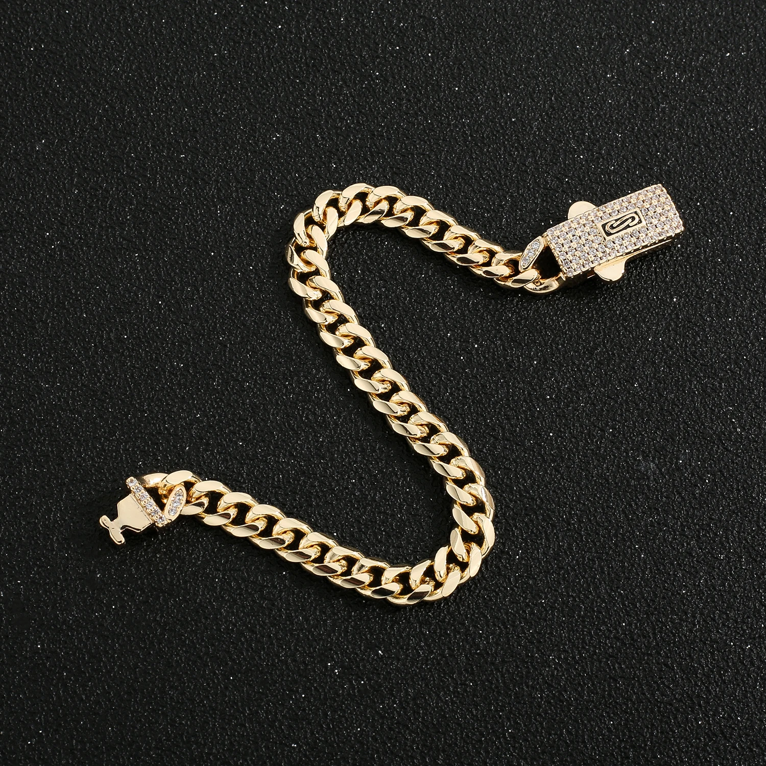 

2025 модные ювелирные изделия в стиле хип-хоп, позолоченная 14 К, кубинский браслет-цепочка Монако, бесплатная доставка, продукты
