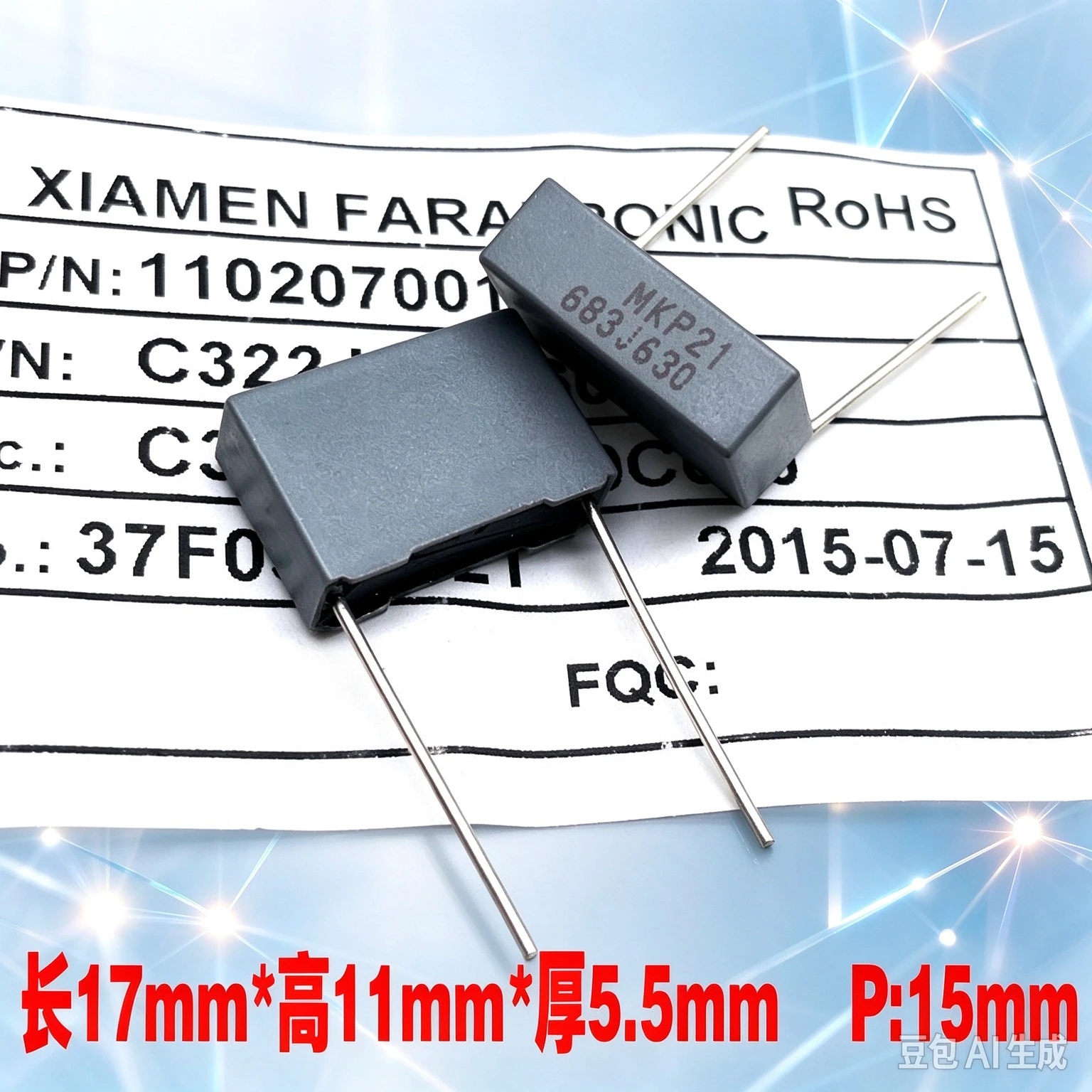 For MKP21 0.068uf 683 68nf 630v 2J safety, thin film capacitor C322J 100pcs