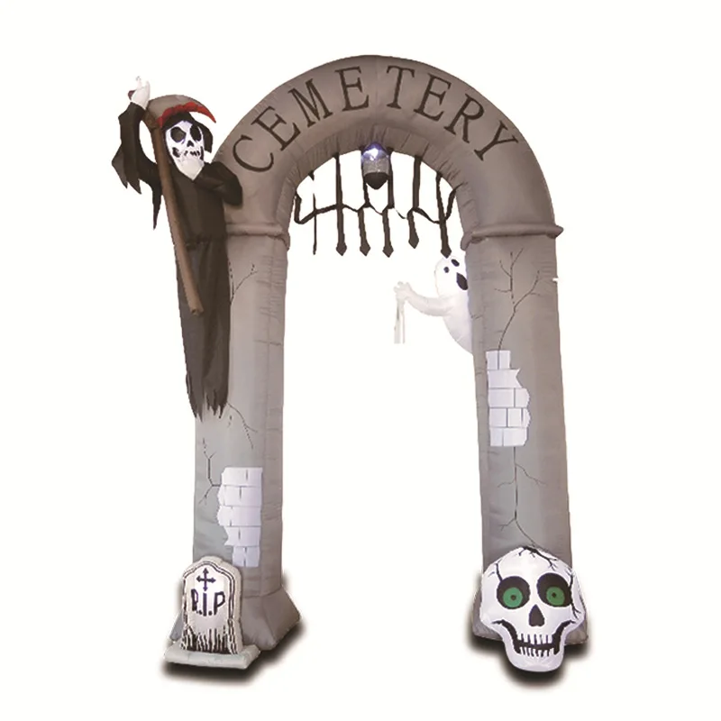 

Halloween Reaper Sickle, Inflatable Arch Airmold, Glowing Ghost Skull, Tombstone