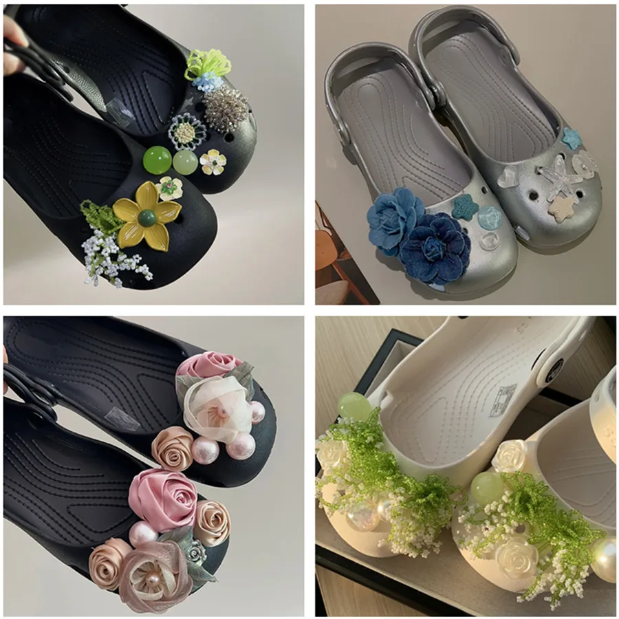 Fresh Summer Color Beaded Shoe Charms Girlish Ballet Shoe Flowers DIY Ornaments Elegant Versatile Shoe Accessory for Jelly Shoes