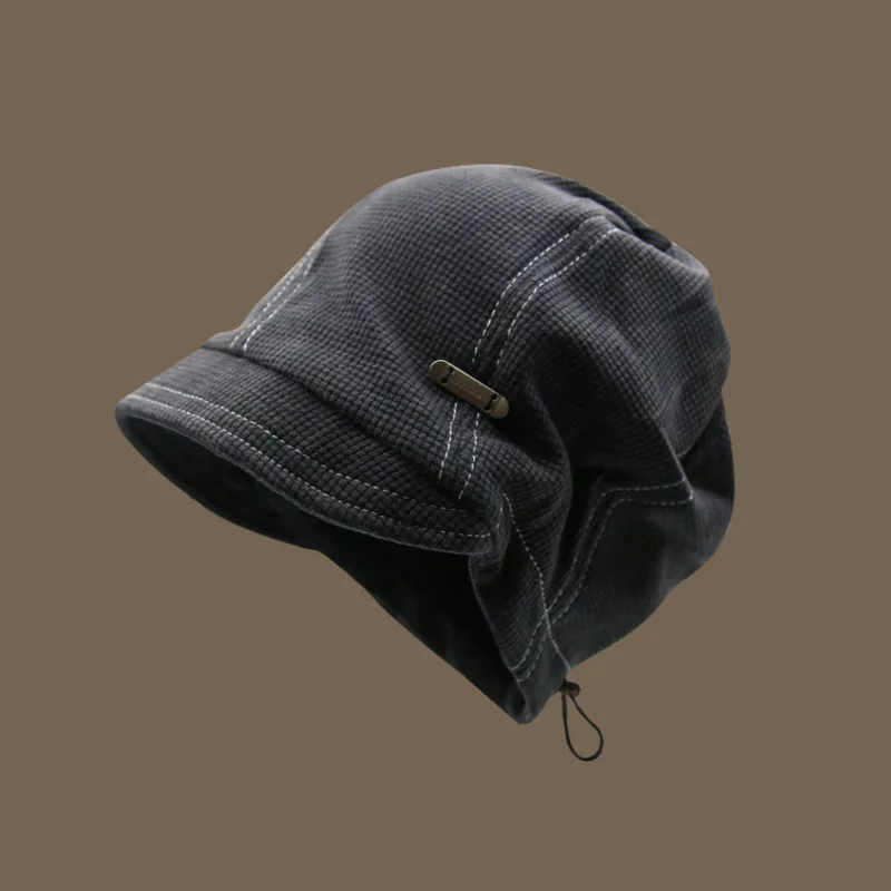 HKSH Autumn Winter Men's Tide Punk Small Brimmed Drawstring Knitted Stacked Hat Women Waste Soil Style Versatile Chic Cap HK3443