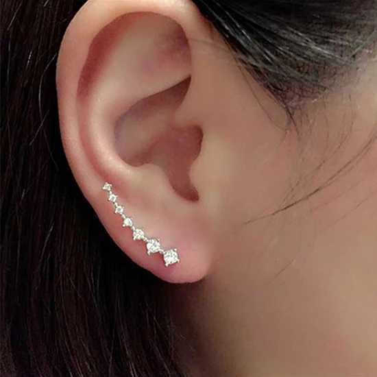 New Arrival Hot Sell Fashion Shiny Crystal 30% Silver Plated Ladies Stud Earrings Jewelry Gift Wholesale Anti-allergic Female