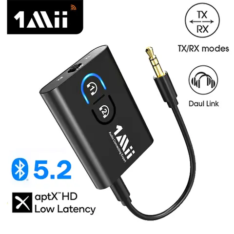 1Mii ML300 휴대용 블루투스 5.2 수신기 송신기 오디오 aptX LL HD 280mAH 배터리 TV 차량용 PC 용 3.5mm Aux 블루투스 어댑터