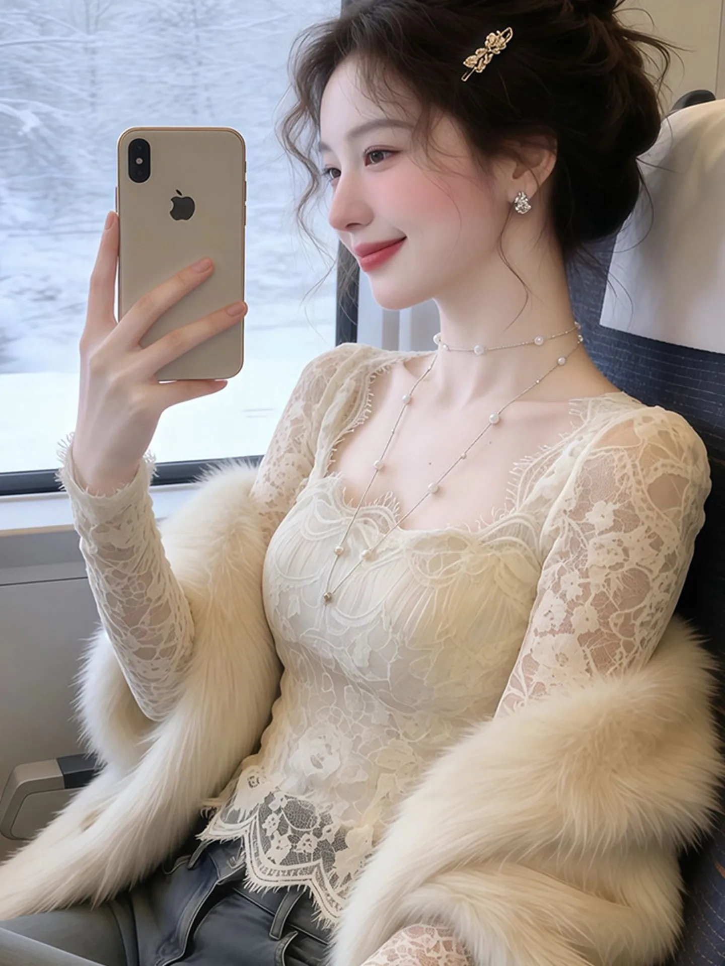 

Элегантная кружевная базовая рубашка в стиле ретро с квадратным воротником, женская облегающая рубашка с коротким рукавом, модная хлопковая рубашка во французском стиле