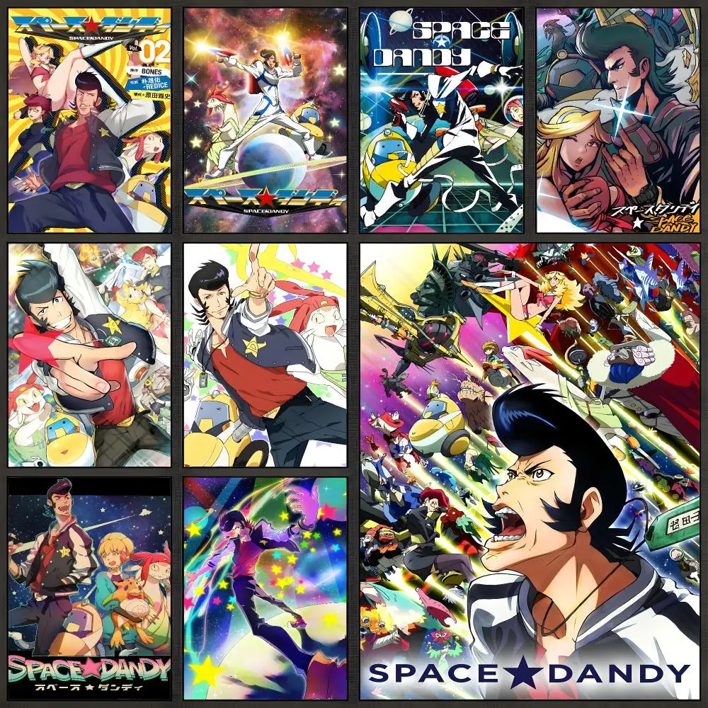 Anime Space Dandy Meow QT Alien Hunter Poster Peel And Stick Wall Art PP Waterproof HD Bedroom Living Room Home Decor Gift
