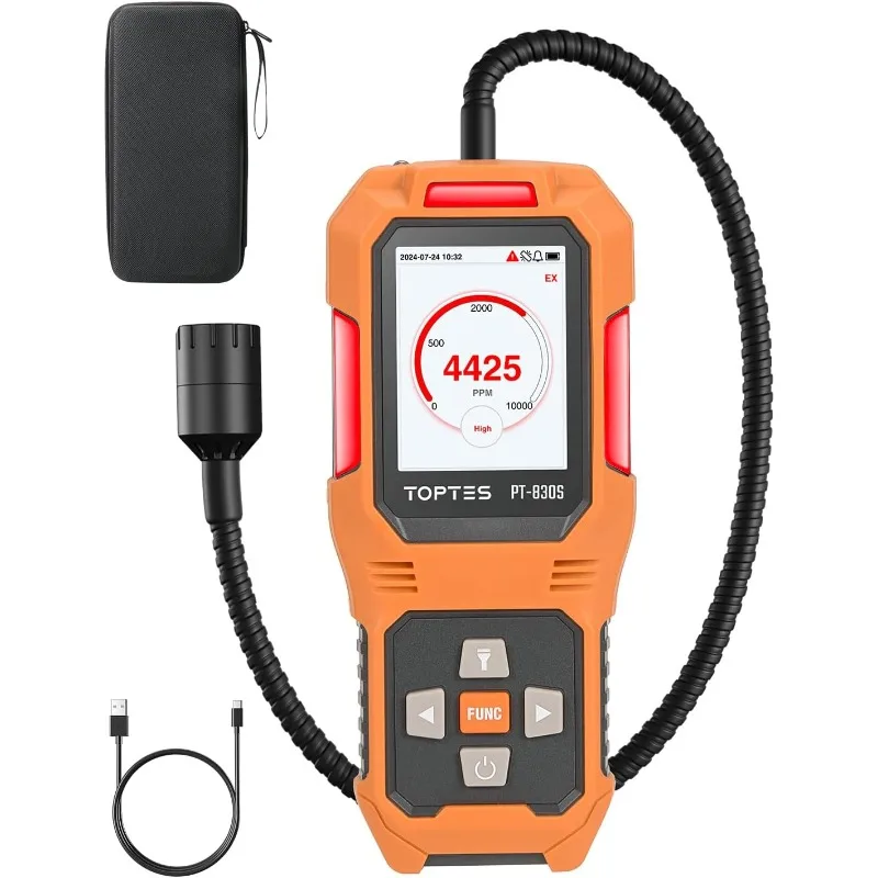 

Leak Detector with 14.5 Inch Flexible Probe, Range 0-10000 ppm, TFT Color Display & 3 Types Alarm, Natu