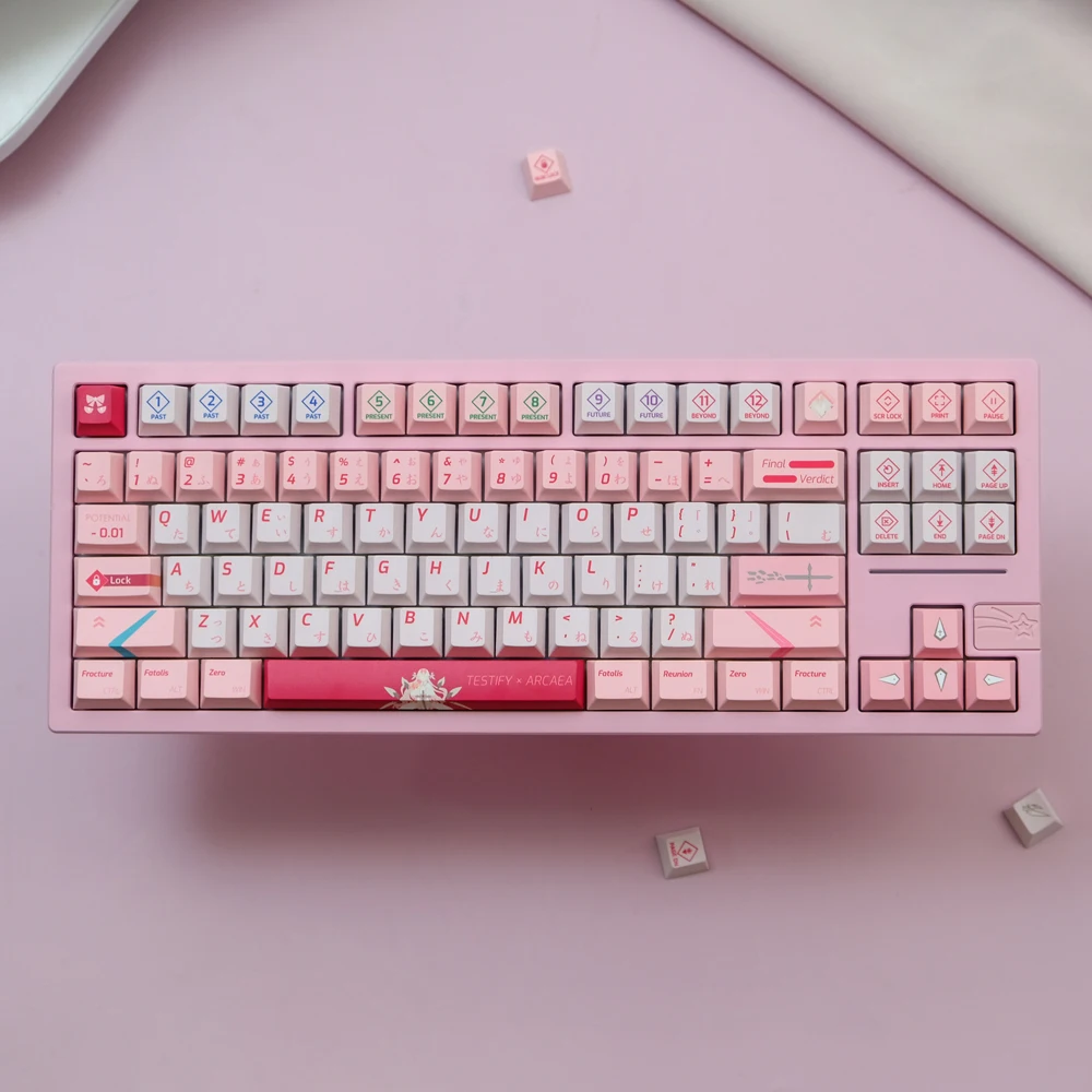 Arcaea rosa Keycaps, Cherry Perfil Keycap, Sublimação Dye, Teclado Mecânico MX, PBT, 1 Set