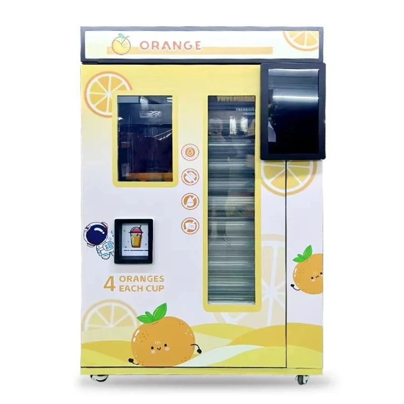 Customized Fresh Orange Juice Vending Machine Touch Screen QR Code Coin Credit Card Token Payment Business Center