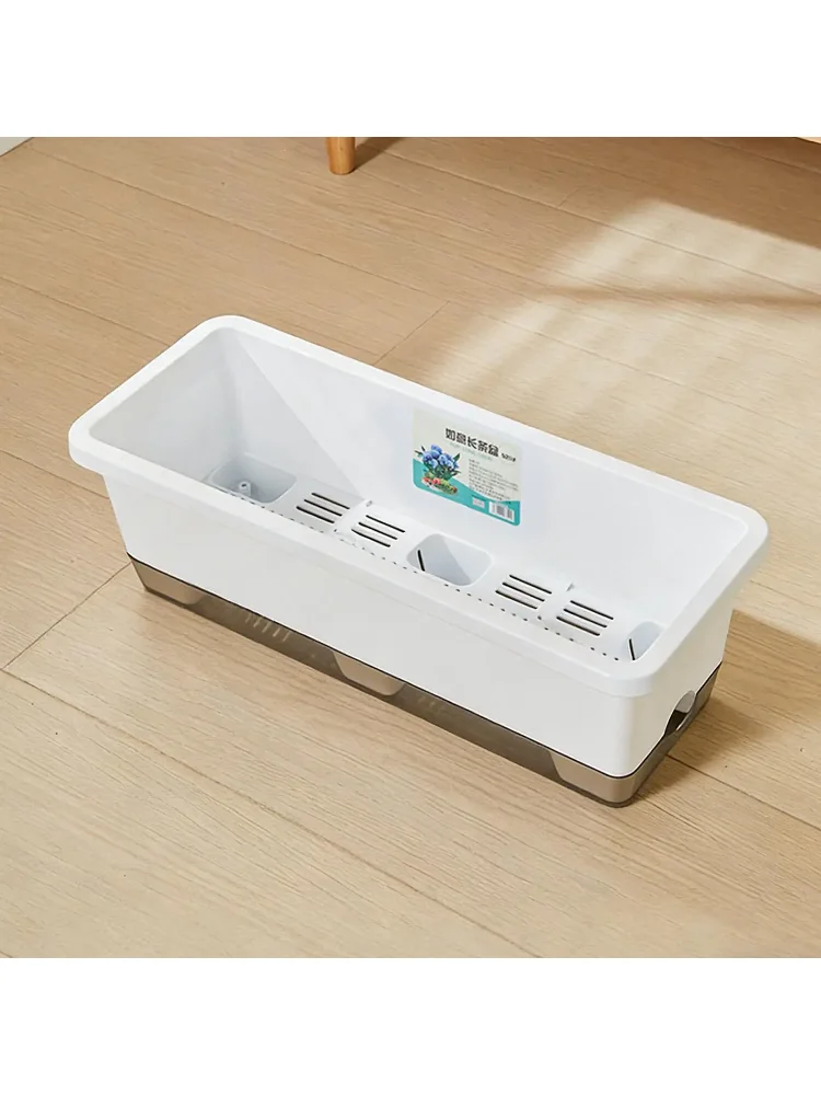 Self Watering Planter Rectangular Flower Pot with Drainage Hole Water Level Indicator for Vegetable Tomato Strawberry Garden