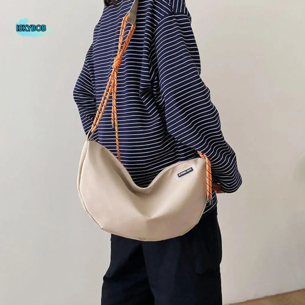 

Half-moon Shape Nylon Crossbody Bag Waterproof Zipper Dumpling Shoulder Bag Shopping Bag Stroge Bag Sports Message Bag
