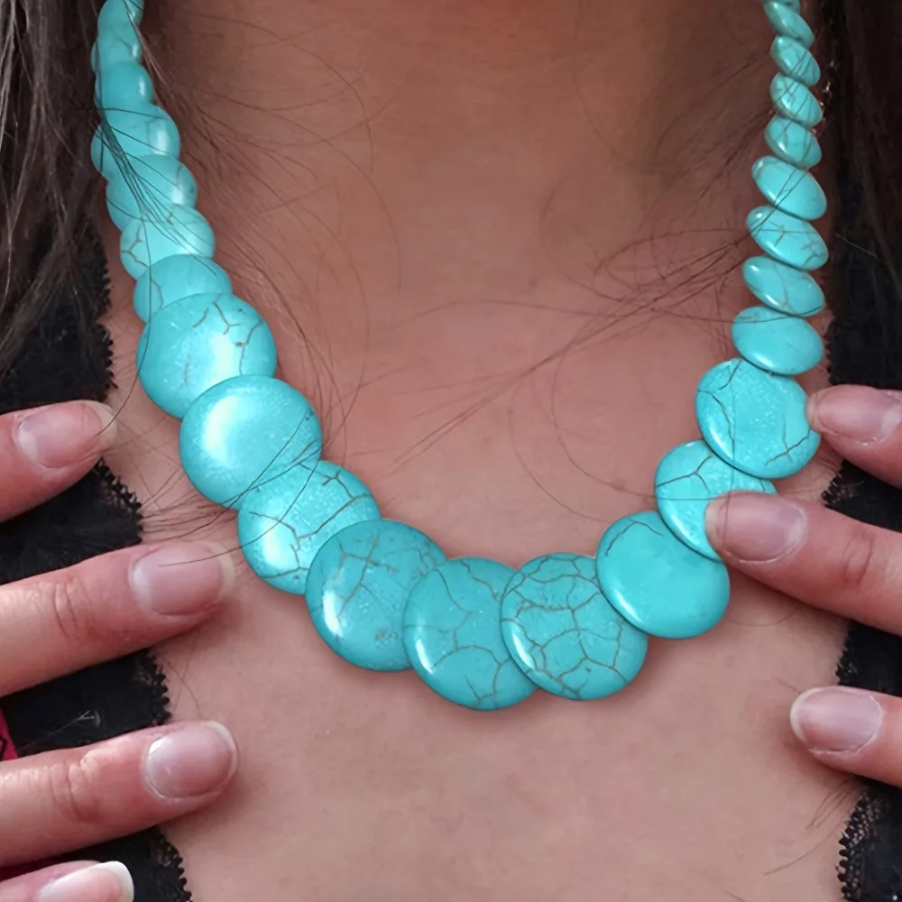 Arrival Imitation Turquoise Necklace Round Short Neck Chain