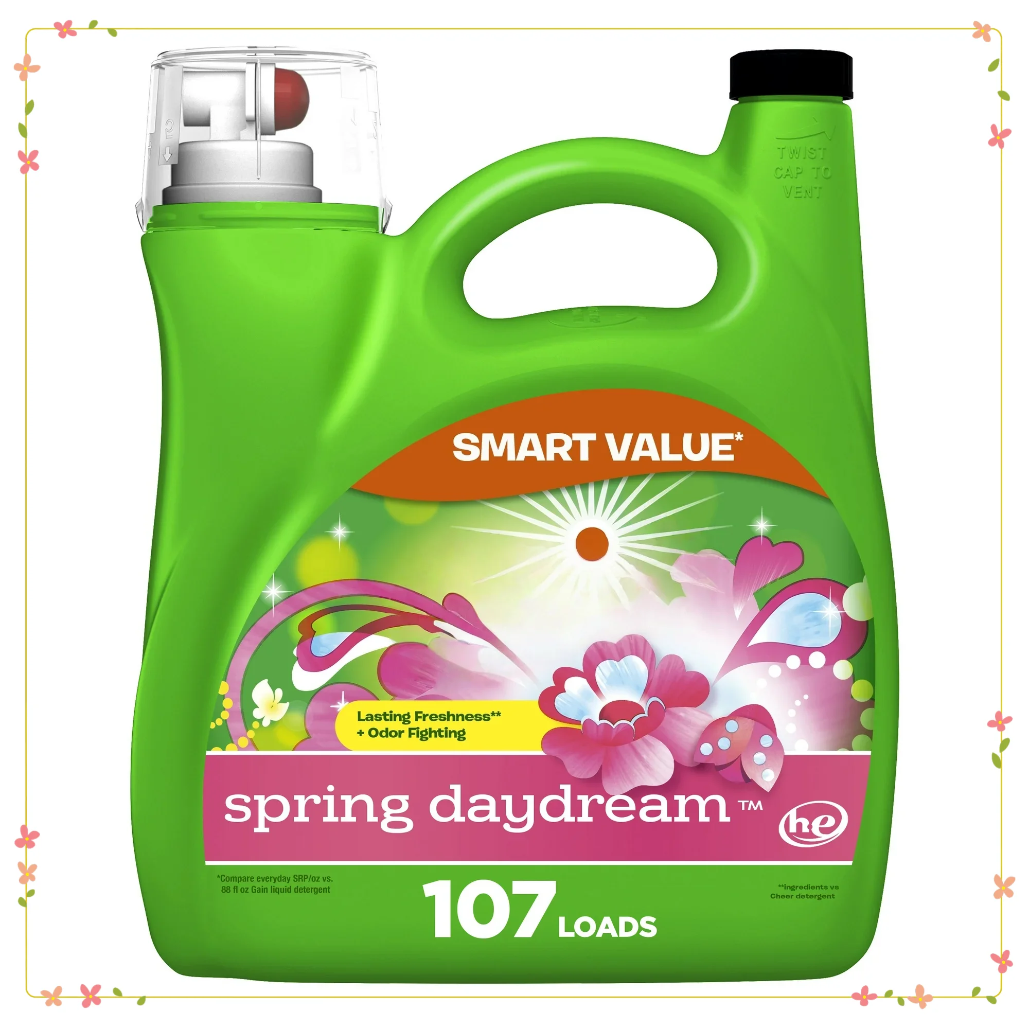 

Стиральное средство на 154 жидких унций, 107 нагрузок свежего аромата, совместимое с HE и эффективная очистка. стиральное средство