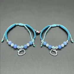 Blue Hello Cat Matching Bracelets For Couples Best Friend Bff Friendship Bracelet Women Girls Cord String Rope Braided Bracelet