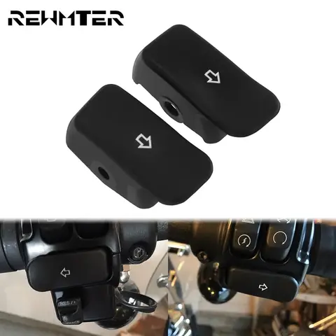오토바이 회전 신호 스위치 확장 캡 Harley Softail 브레이크 아웃 슬림 FLS FLST FXD FXST 용 검정색 확장 버튼 커버