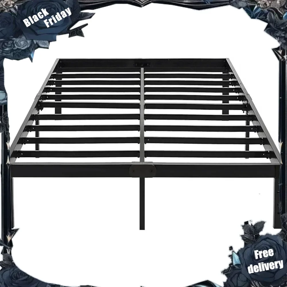 Queen Bed Frame 14 Inch High Max 1000 Pound Heavy Duty Sturdy Metal Steel Queen Size Platform No Box Spring Needed Black