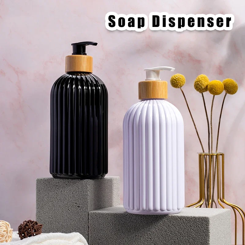 

Soap Dispenser with Bamboo Pump Refillable Hand Pump Bottle For Shampoo Conditioner Bathroom Liquid Lotion Container Lipstick