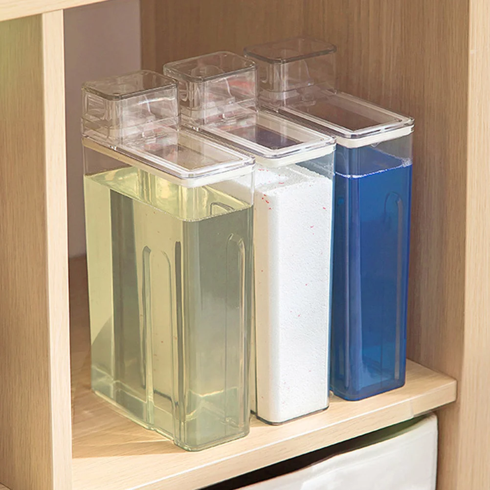 

2Pcs Laundry Detergent Storage Bottles Reusable Empty Powder Container Leakproof Multipurpose Laundry Sub Bucket Transparent