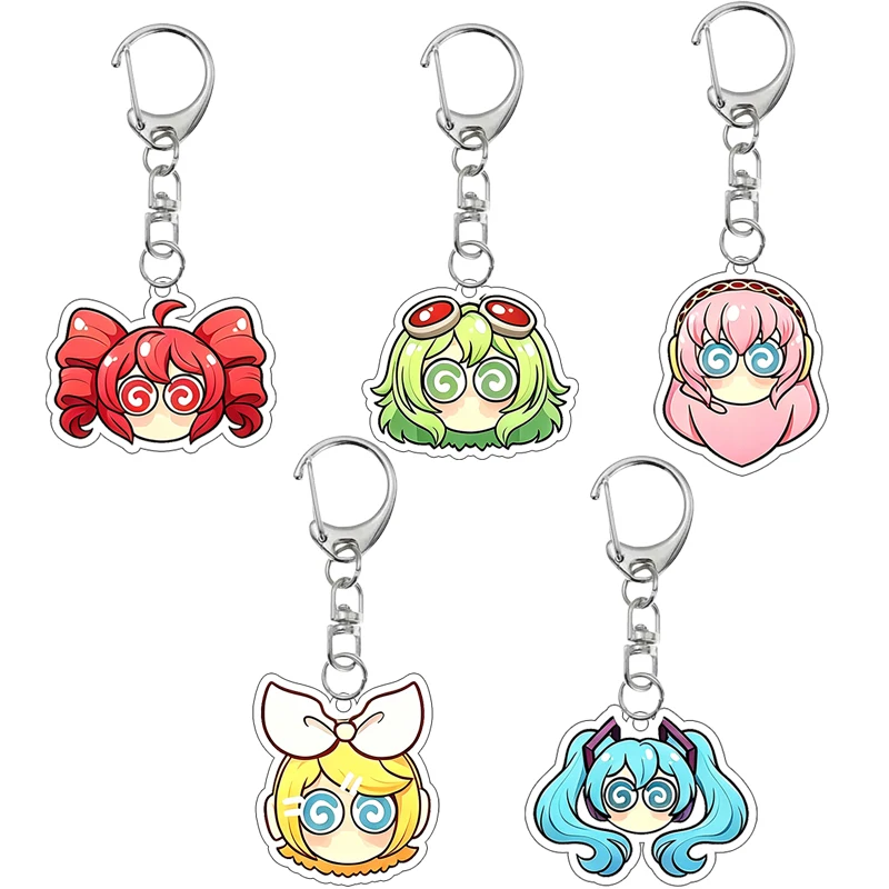 

Creative Vocaloid Megurine Luka Kagamine Rin Dizzy Face Acrylic Keychain Cartoon Cute Homemade Pendant Decoration Keyring Gifts