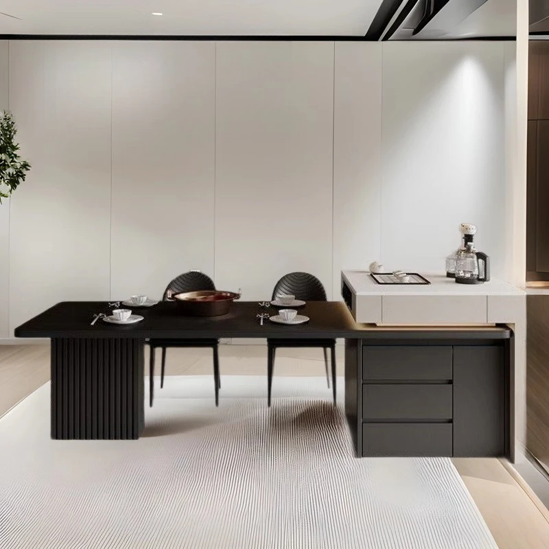

Ambient light, high-end, solid wood, island, dining table and chairs, large apartment