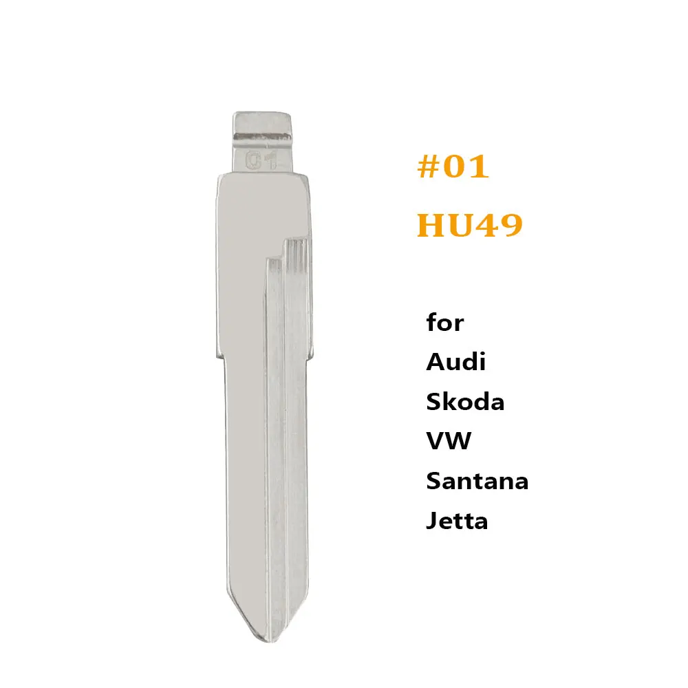 

10pcs 01# HU49 Universal Uncut Blank Flip Key Blade Replacement for KD VVDI JMD Car Key Head for Audi Skoda VW Santana Jetta