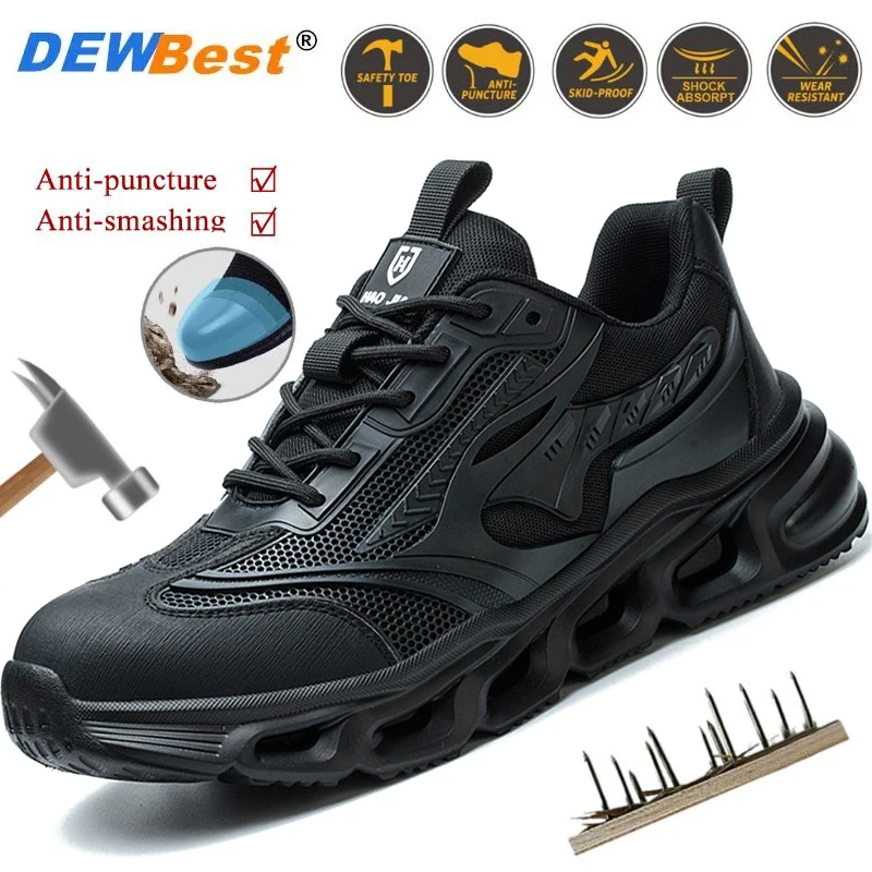 Fashion steel head safety shoes anti-smash anti-puncture men and women lightweight comfortable wear-resistant protective shoes