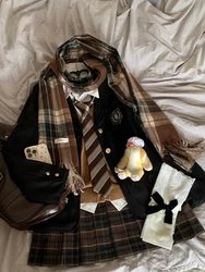 Black Preppy Style Retro 3 Piece Set Women Japanese Sweet New Fashion Elegant Skirt Suit Female Necktie Korea Style Chic Outfits