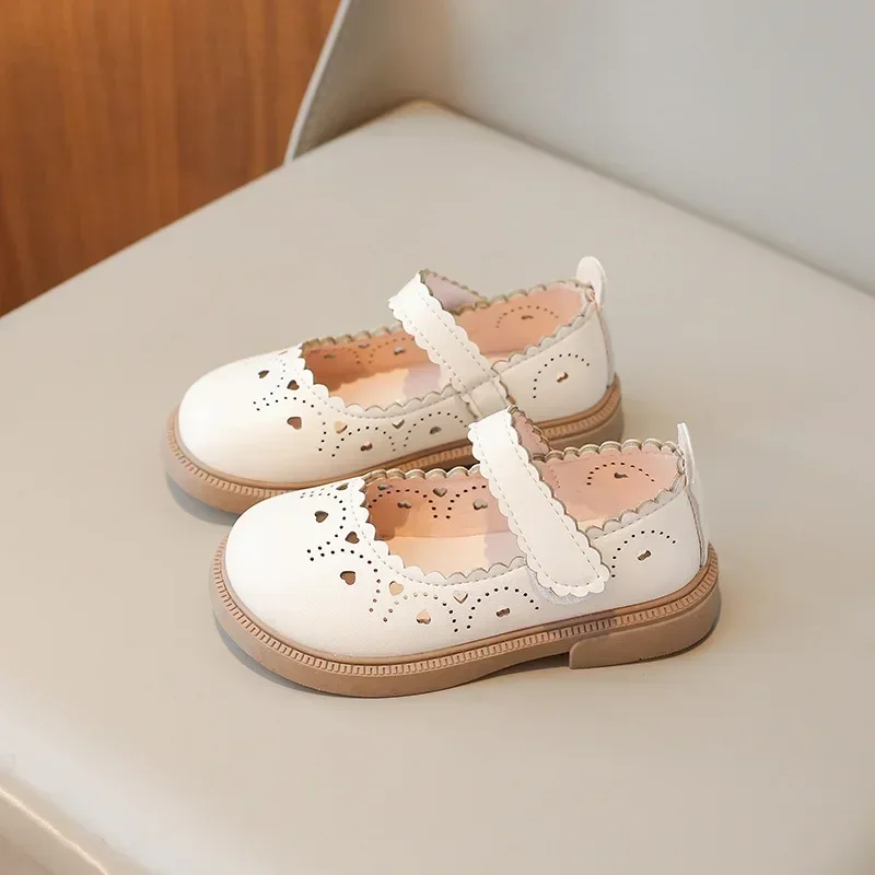 Girls\' Small Fashionable Pu Leather Shoes Spring Summer New Baby Girl Soft Soled Princess School Student Loafer