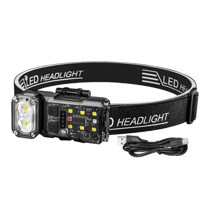 

Headlamp Flashlight Magnetic Type-C Rechargeable Flashlight Head Torch Right Angle Torches Portable Three Color Working Light