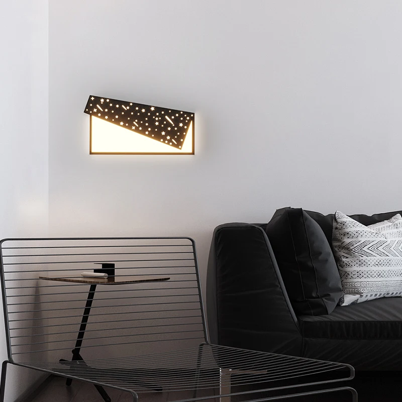 

Indoor Living Room Wall Lamp For Bedroom Decor Lustre Black White Sconce Lighting Dining Room Home Fixture Stars Square Fixture