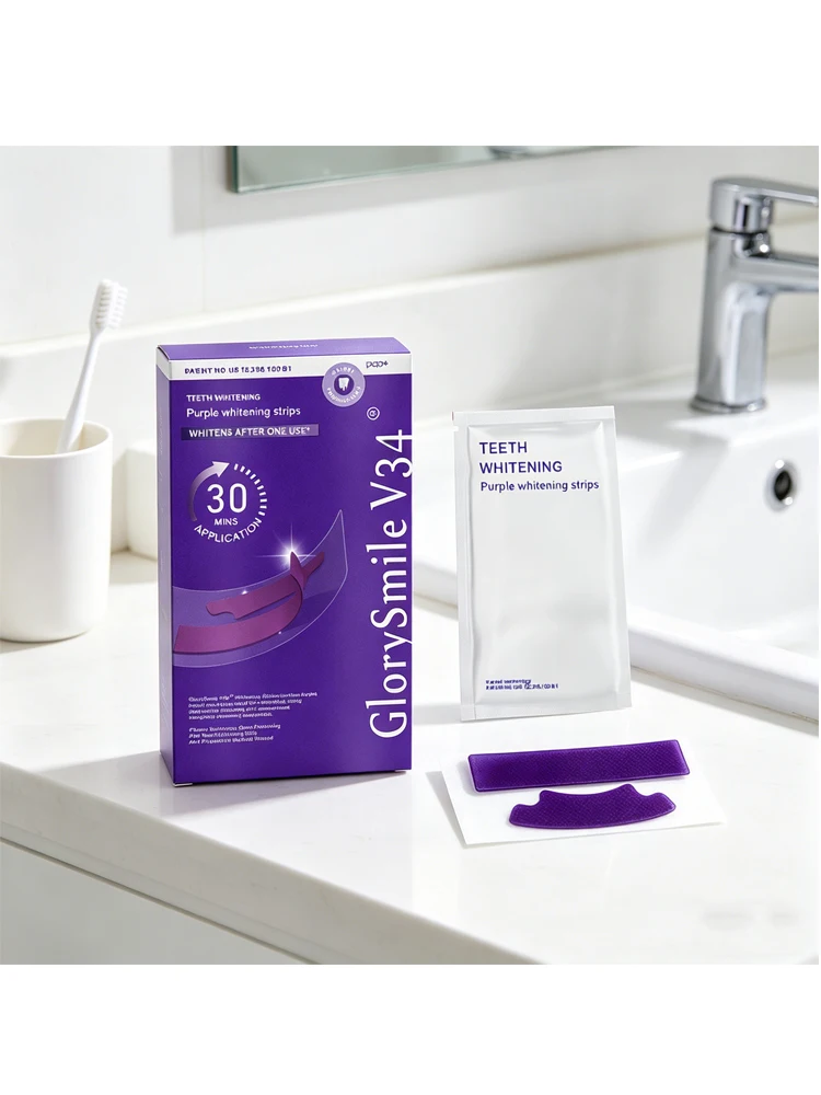 Tiras Blanqueadoras Púrpuras, Blanquean los Dientes, Eliminan la Placa y las Manchas, Limpian la Higiene Bucal, Reducen la Sensibilidad, Herramientas Dentales