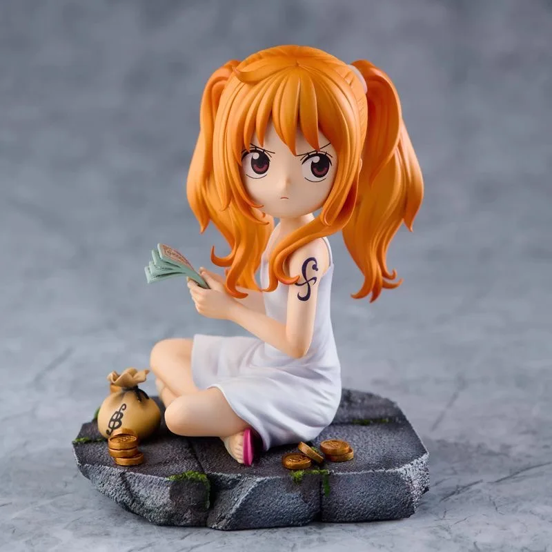 heat 10cm Anime One Piece Q Version Childhood Nami Actionfigur Nami PVC-Statue Desktop-Ornament Sammlermodell Spielzeug Geschenk