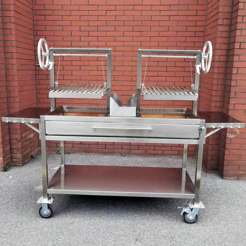 

Newly designed dual lift system charcoal stainless steel grill with mid fire basket