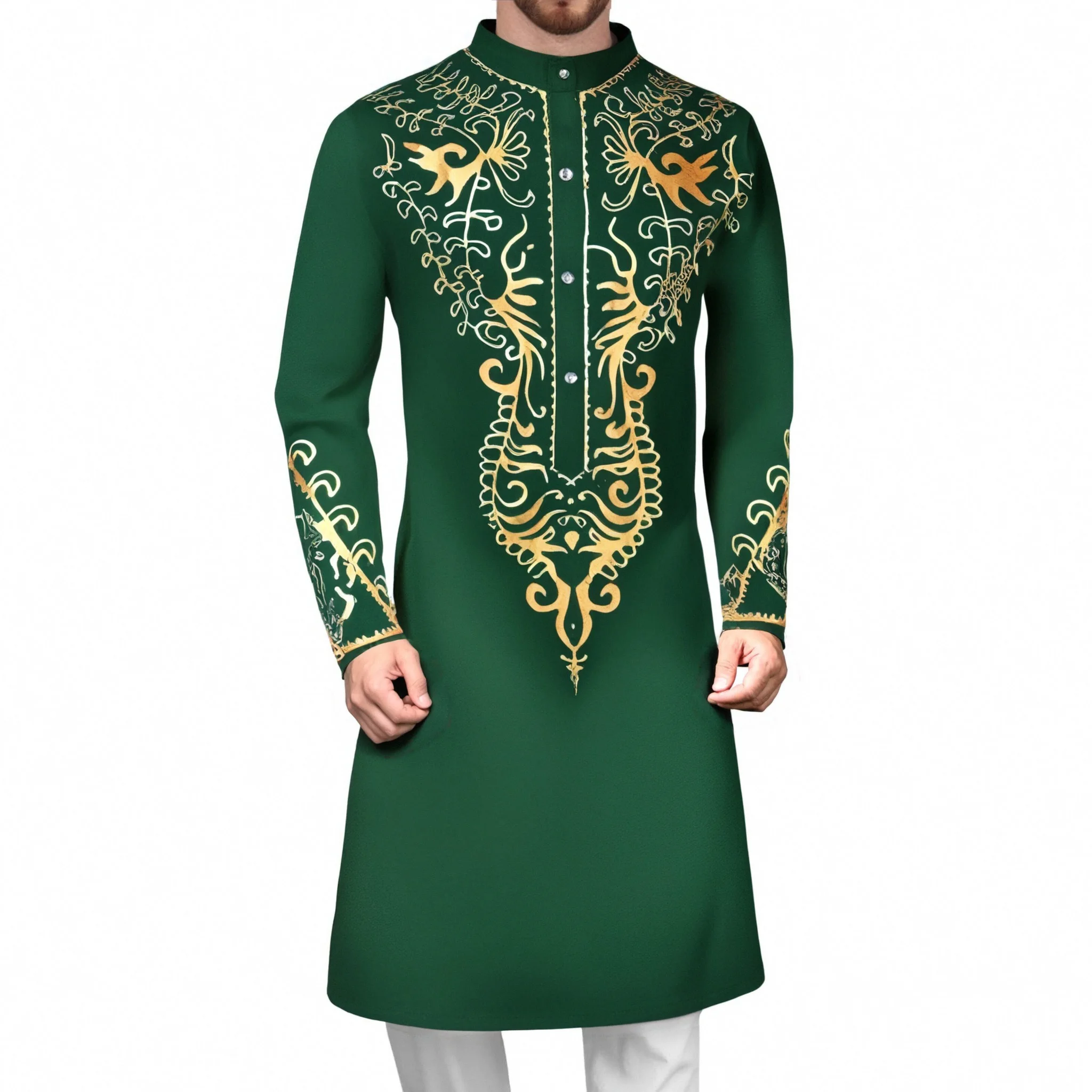 

Bronzing Muslim Robe For Men African Islamic Saudi Arabia Dubai Ramadan Jubba Thobe Islamic Clothes Arabian Kaftan Djellaba