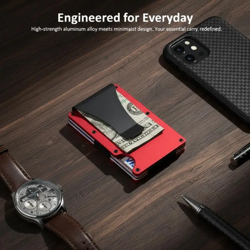 

Тонкий минималистичный RFID-кошелек для мужчин и женщин: прочный держатель для кредитных карт и съемный зажим для денег