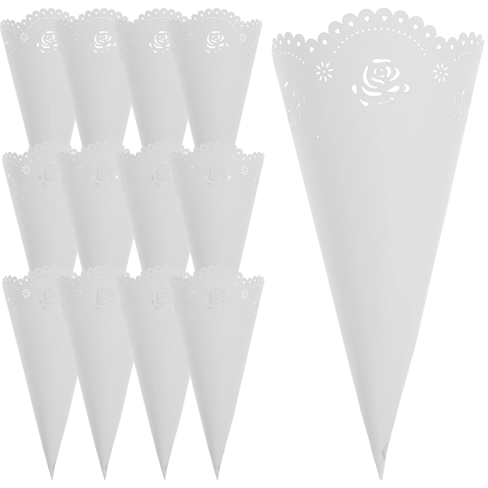 20PCS Hollow Paper Cones Lace Laying Candy Holder Flower Rose Petal holder portable Confetti Cones multiuse Wedding Party Favor