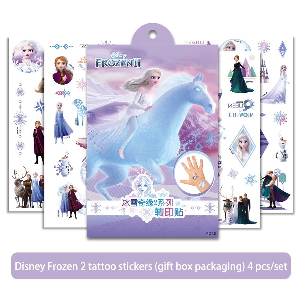 Disney Toys Anime Figure Frozen Princess Elsa Children Temporary Tattoo Body Art Waterproof Gift Box Transfer Printing Stickers