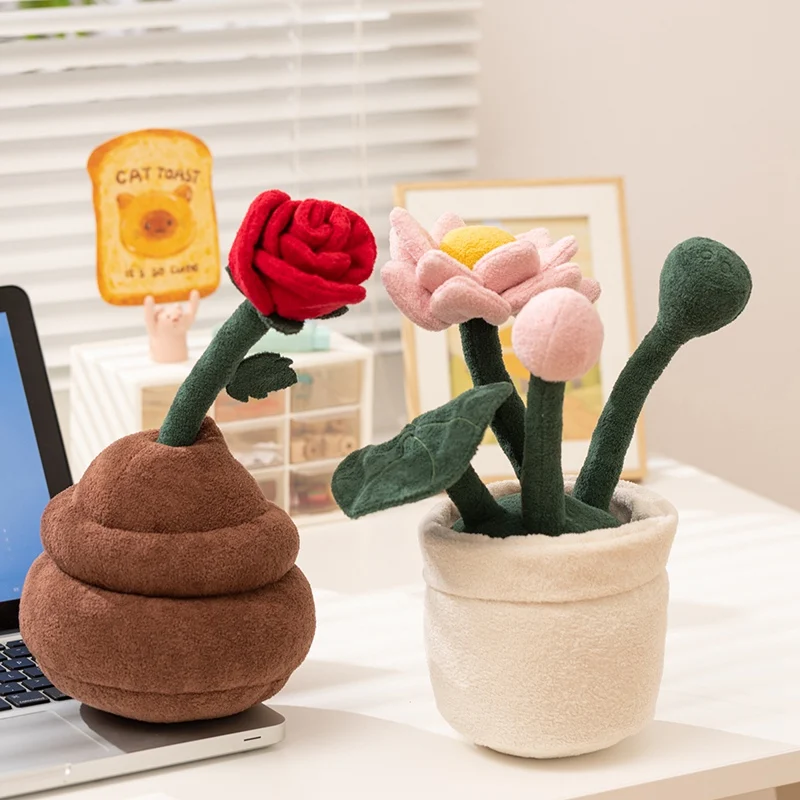 Simulação diversão de alta qualidade planta vaso boneca pelúcia tulipa pêssego flor lótus rosa árvore natal brinquedo pelúcia casa decoração natal